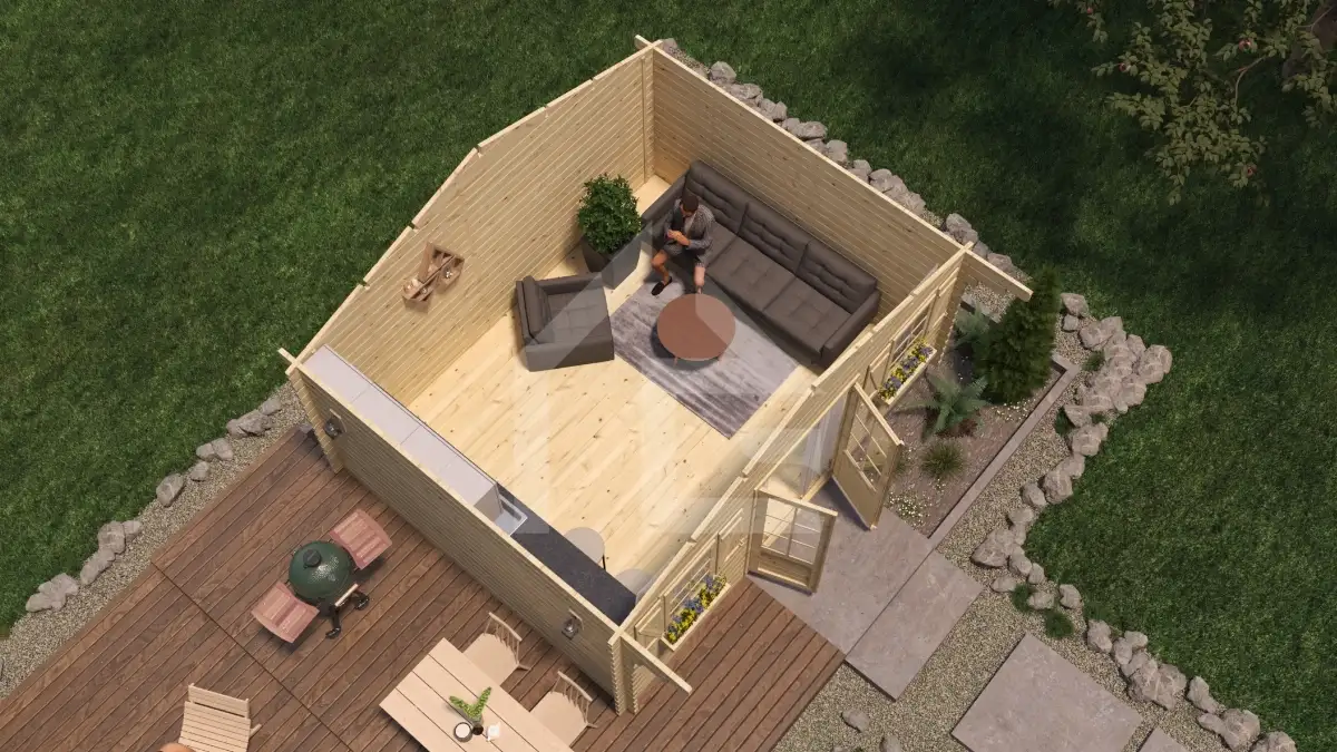 CHALET DE JARDIN 20m² - PAVIER 17 - 34mm - 5 x 4 m
