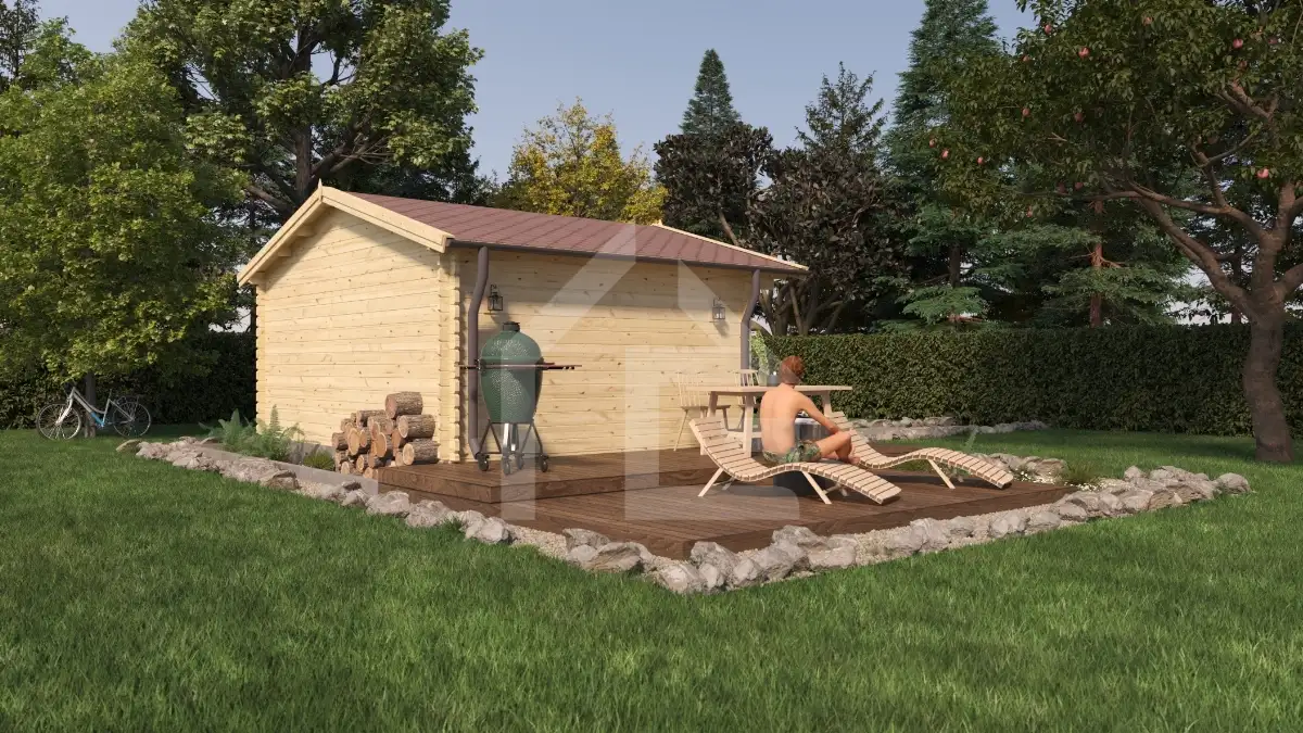 CHALET DE JARDIN 20m² - PAVIER 17 - 34mm - 5 x 4 m