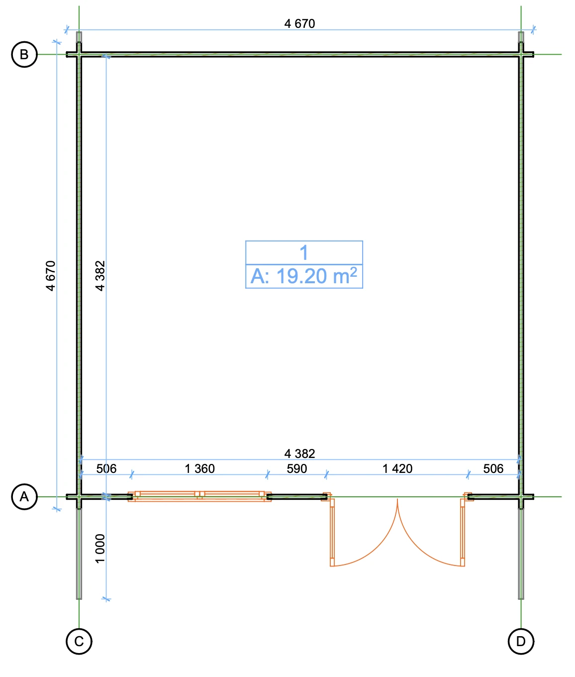 CHALET DE JARDIN 20M² - HEBE 1 - 44mm