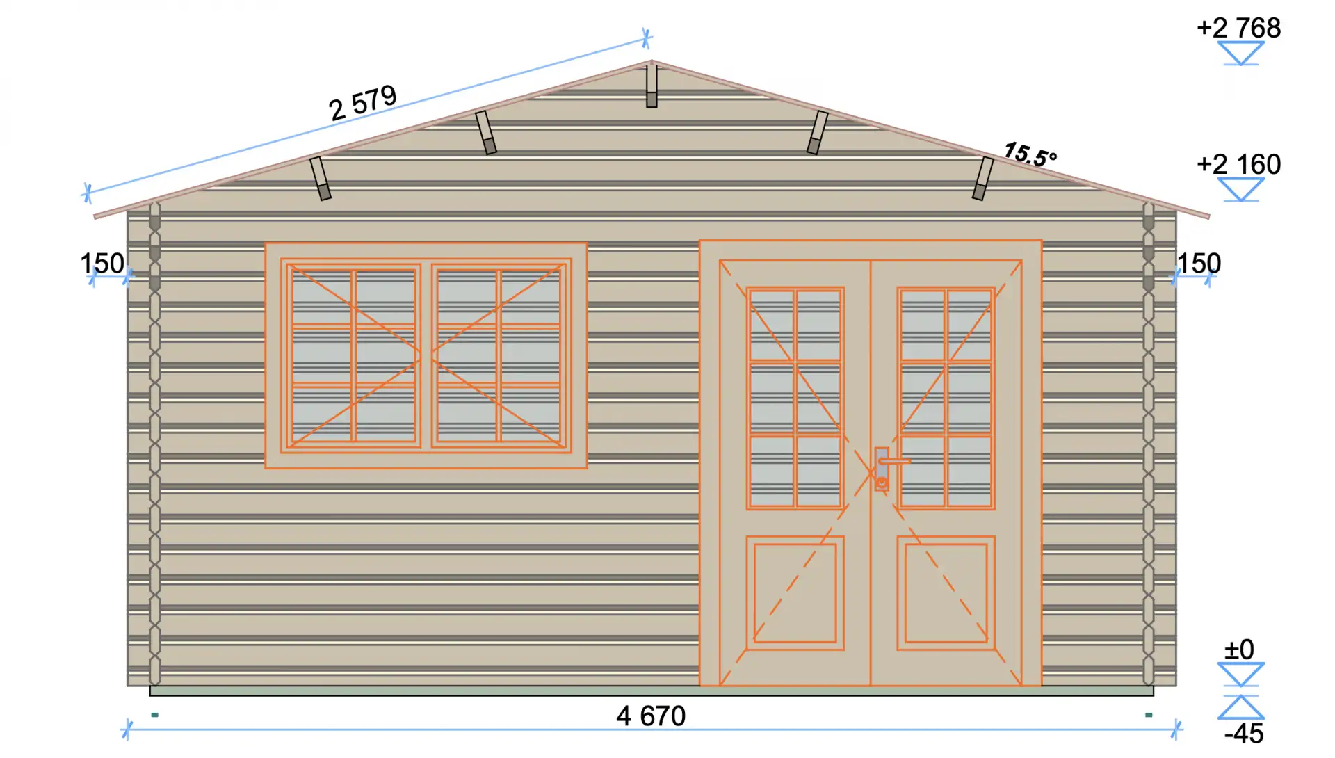 CHALET DE JARDIN 20M² - HEBE 1 - 44mm